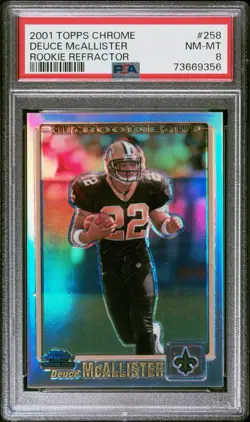 Deuce Mcallister 2001 Topps Chrome #258 Refractor RC #/999 PSA 8 NM-MT - Image 1