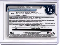 THEO GILLEN - 2024 Bowman Draft - Chrome Prospect 1st Auto #CPA-TG Rays - Image 2