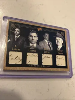 2025 Pieces of the Past 20’s Capone Luciano Lansky Torrio Handwritten Quad Relic - Image 1