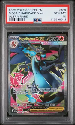 2025 POKEMON PFL EN-PHANTASMAL FLAMES ULTRA RARE #109 MEGA CHARIZARD X EX PSA 10 - Image 1