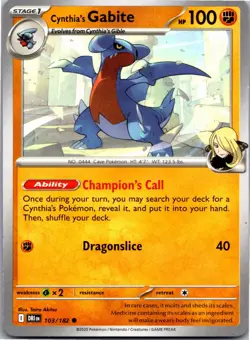 Cynthia's Gabite 103/182 Common Destined Rivals Pokemon Near Mint - Image 1