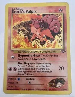 Pokemon TCG Brock's Vulpix Gym Challenge Card 37/132 Damaged Condition - Image 1