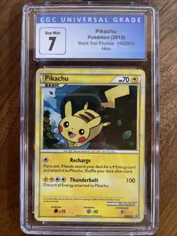 CGC 7 PIKACHU NEAR NM/MINT POKEMON HGSS03 BLACK STAR PROMO RARE HOLO - Image 1