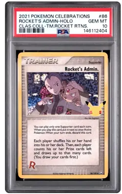 2021 POKEMON CELEBRATIONS 25TH TEAM RETURN ROCKET'S ADMIN 86/109 HOLO PSA 10 - Image 1