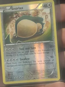 2016 Pokemon XY Fates Collide Snorlax 77/124 Reverse Holo Rare NM Pack-pull - Image 3