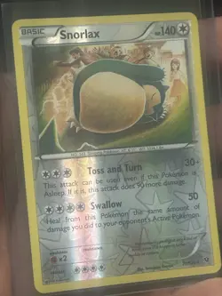 2016 Pokemon XY Fates Collide Snorlax 77/124 Reverse Holo Rare NM Pack-pull - Image 4