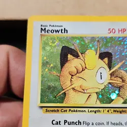 Pokemon TCG Meowth 10/53 Wotc Promo Holo EN 2000 50 HP Basic Holo Swirl - Image 3