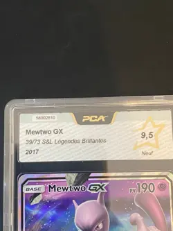 CARTE POKEMON MEWTWO GX 39/73 PCA 9,5 ULTRA RARE SL3,5 LEGENDES BRILLANTES - Image 2
