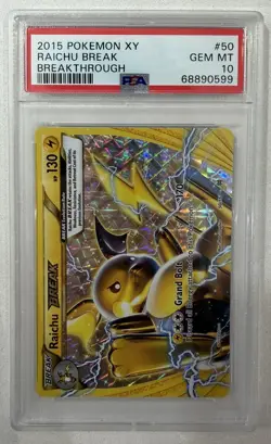 Pokemon Raichu BREAK 50/162 Breakthrough Rare Holo PSA 10 2015 - Image 1
