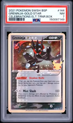 Greninja Gold Star SWSH144 Promo Pokemon TCG Celebrations ETB 2021 EN PSA 7 - Image 1