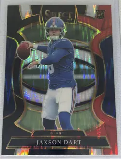 2025 Panini Select #93 Jaxson Dart Black and Red Prizm Shock Giants Rookie - Image 1