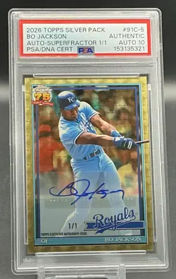 Bo Jackson 2026 Topps Silver Pack Auto Superfractor 1 Of 1 Authentic Auto 10 - Image 1