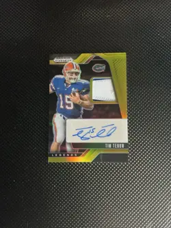 2025 Panini Prizm Draft Picks Tim Tebow Florida Gators Gold Prizm Auto Patch /10 - Image 3