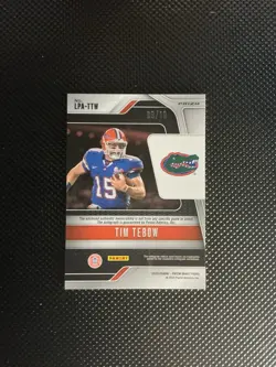 2025 Panini Prizm Draft Picks Tim Tebow Florida Gators Gold Prizm Auto Patch /10 - Image 4