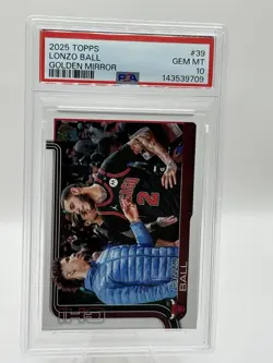 2025-26 Topps Basketball Lonzo Ball Golden Mirror SSP #39 Chicago Pop 1 PSA 10 - Image 1