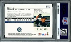Ichiro Suzuki Auto 2001 Fleer Premium RC 231 Mariners Sig 10 #1816/1999 PSA/DNA - Image 2