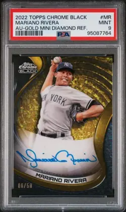 2022 Topps Chrome Black Mini-Diamond Mariano Rivera PSA 9 MINT Auto 6/50 Yankees - Image 1