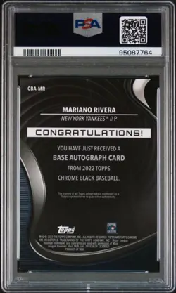 2022 Topps Chrome Black Mini-Diamond Mariano Rivera PSA 9 MINT Auto 6/50 Yankees - Image 2