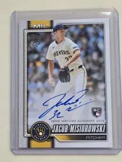 Topps 2026 Series 1 Jacob Misiorowski Rookie Autograph Milwaukee Brewers #10 - Image 1