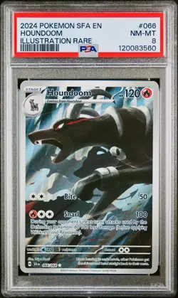 POKEMON PSA 8 HOUNDOOM ILLUSTRATION RARE 066/064 SHROUDED FABLE ENGLISH 2024! - Image 1