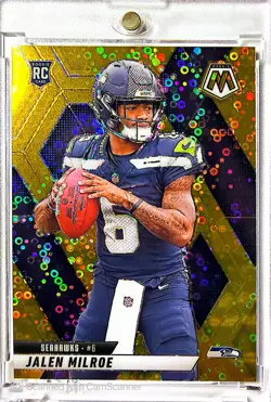 2025 Panini Mosaic: Jalen Milroe Gold Disco No Huddle RC /10 Seahawks No. 322 - Image 1