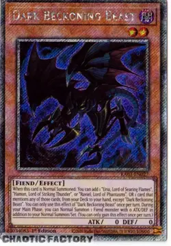 YUGIOH RA03-EN027 Dark Beckoning Beast Platinum Secret Rare 1st Edition NM - Image 1