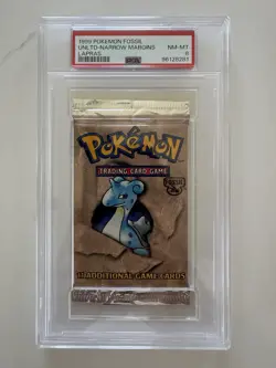1999 Pokemon Fossil Unlimited Booster Pack - PSA 8 Lapras Artwork NM!! 742818060714 - Image 1