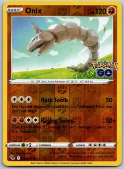 Onix Reverse Holo 036/078 Pokemon GO Common NM - Image 1