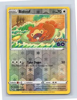 Bidoof Reverse Holo 059/078 Pokemon GO Common NM - Image 1