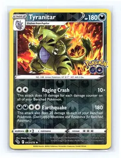 Tyranitar Reverse Holo 043/078 Pokemon GO Holo Rare NM - Image 1