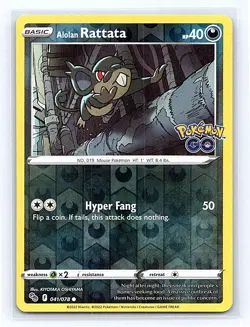 Alolan Rattata Reverse Holo 041/078 Pokemon GO Common NM - Image 1
