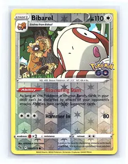 Bibarel Reverse Holo 060/078 Pokemon GO Common NM - Image 1