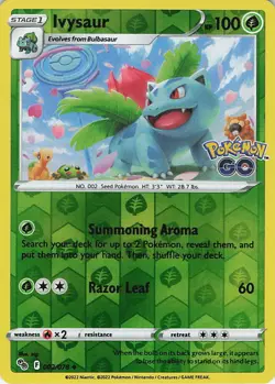 Ivysaur Reverse Holo 002/078 Pokemon GO Uncommon NM - Image 1