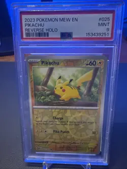 Pokemon Pikachu Reverse Holo MEW EN PSA 9 - Image 1