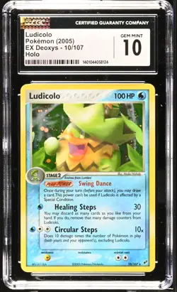 CGC 10 GEM MINT Ludicolo 2005 EX Deoxys 10/107 Holo Rare Pokemon Card - Image 1