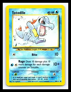 💥 TOTODILE # 80/111 - 2000 Pokemon TCG Neo Genesis Set Vintage Non Holo Foil - Image 1