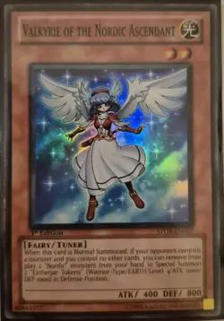 YuGiOh Valkyrie of the Nordic Ascendant Super Rare 1st Edition STOR-EN017 - Image 1
