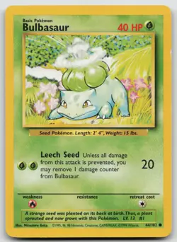 Pokemon Card Bulbasaur Common Base Set 044/102 - Image 1