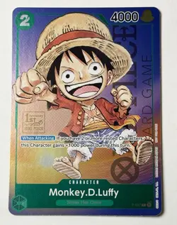 One Piece Monkey D. Luffy 1st Anniversary Stamp Promo Foil Card English P-037 - Image 1
