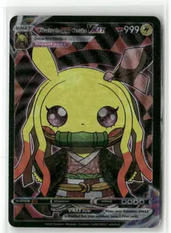 NEZUKO COSPLAY PIKACHU VMAX Holo Textured Custom Fan Art Collectible Card - Image 1