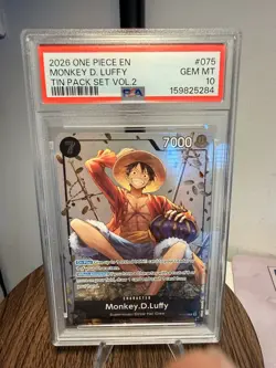 Monkey.D.Luffy (Tin Pack Set Vol. 2) P-075 One Piece Promotion Cards: PSA 10 - Image 1