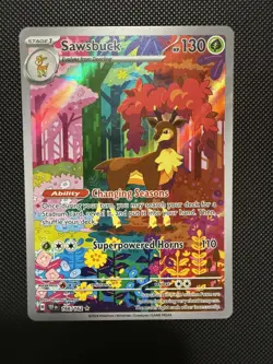 Pokemon TCG Sawsbuck Temporal Forces Illustration Card 166/162 - Image 1