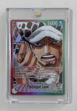 One Piece Trafalgar Law OP01-002 Pre Errata Wave 1 NM Romance Dawn Leader Card - Image 1