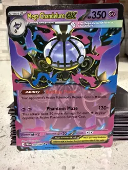 Pokemon Pitch Black Mega Chandelure ex 038/084 Holo Double Rare Near Mint - Image 1
