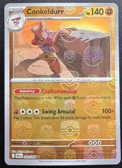 Conkeldurr 049/086 Master Ball Black Bolt Pokemon TCG NM - Image 1