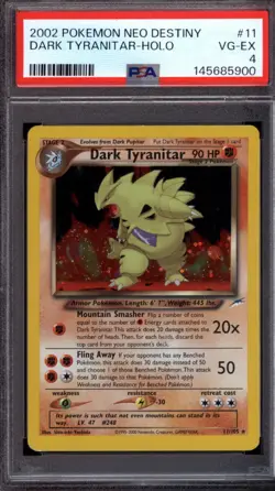 2002 POKEMON NEO DESTINY #11 DARK TYRANITAR HOLO PSA 4 - Image 1