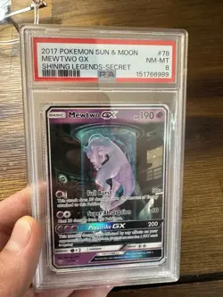Pokemon TCG Mewtwo GX 78/73 Shining Legends Secret Holo PSA 8 2017 EN - Image 1