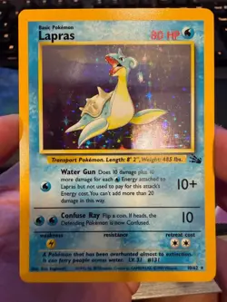 Pokemon TCG Lapras 10/62 Fossil Set Holo Rare - Excellent Condition 1999 - Image 1