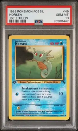 Horsea 49/62 PSA 10 Pokemon Fossil 1st Edition Pokemon TCG - Image 1