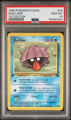 Shellder 54/62 PSA 10 Pokemon Fossil 1st Edition Pokemon TCG - Image 1